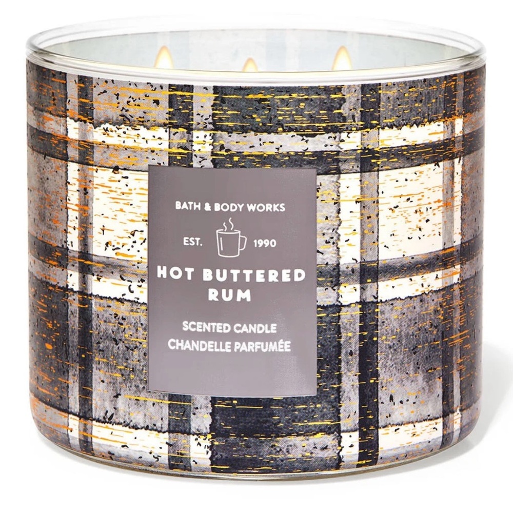 *New* HOT BUTTERED RUM ~ 3 Wick Candle ~ Bath & Body Works